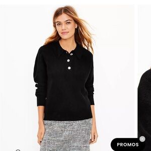 LOFT Jeweled Button polo sweater size M